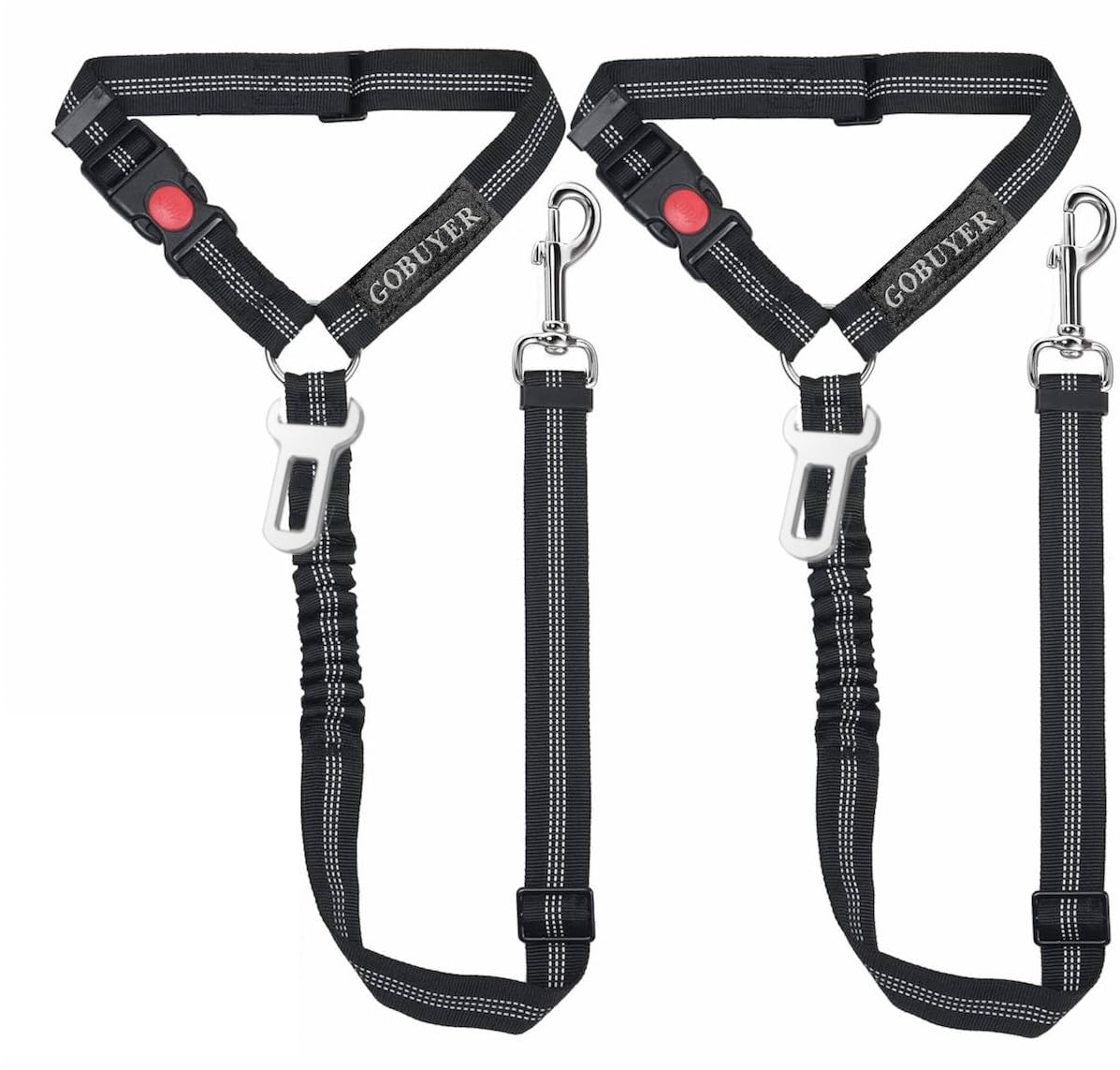 GoBuyer Dog Car Headrest Seat Belt 2 Pack for Pet Dogs Safety Harness Travel Accessories in UK, with Adjustable Heavy Duty Nylon and Anti Shock Elastic Bungee Buffer