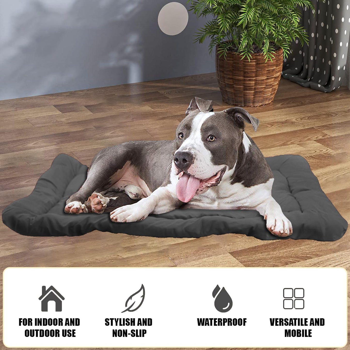 Northogo Foldable Waterproof Dog Bed Mattress, Travel Blanket for Outdoor, Car, Grass - 90 x 60 cm, Grey