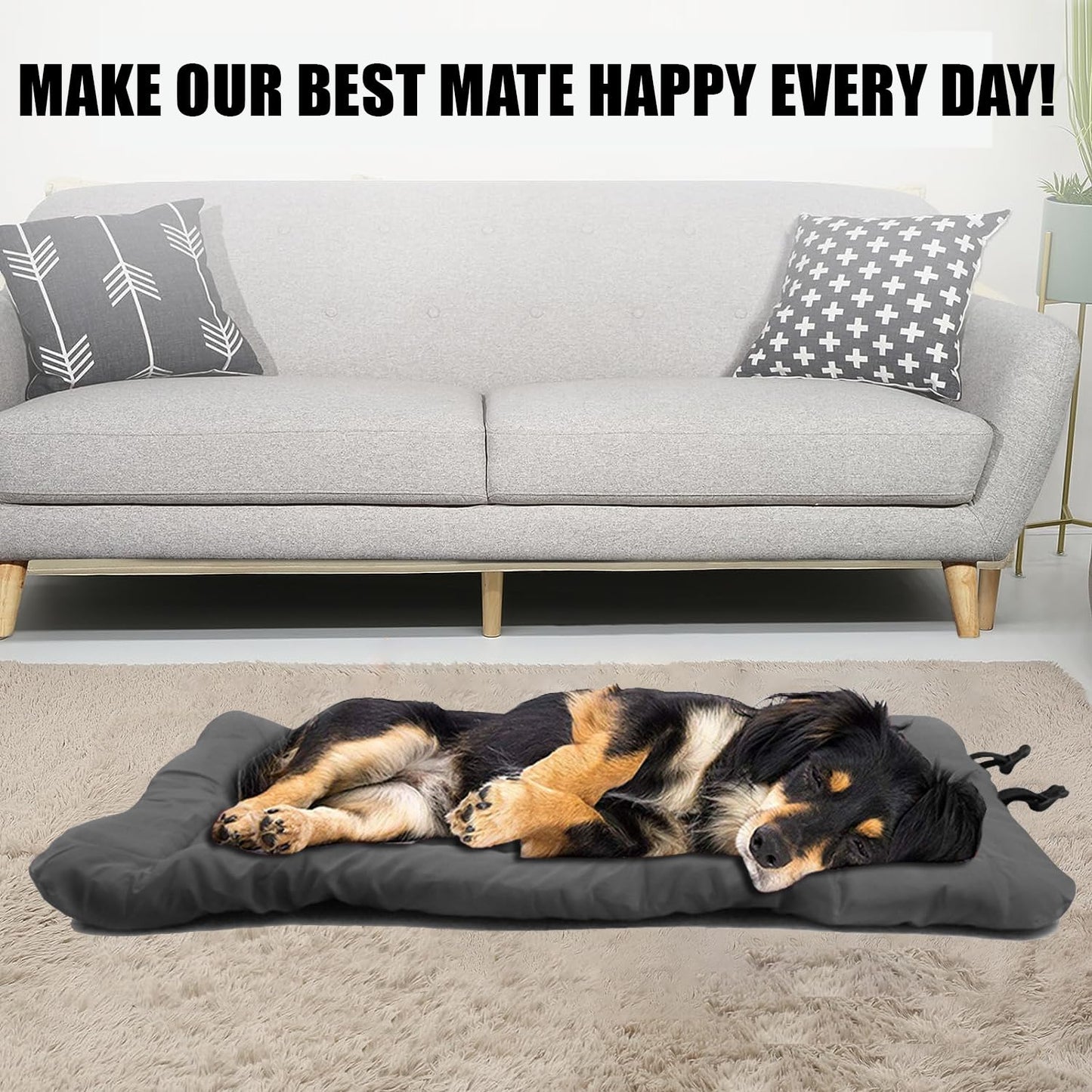 Northogo Foldable Waterproof Dog Bed Mattress, Travel Blanket for Outdoor, Car, Grass - 90 x 60 cm, Grey