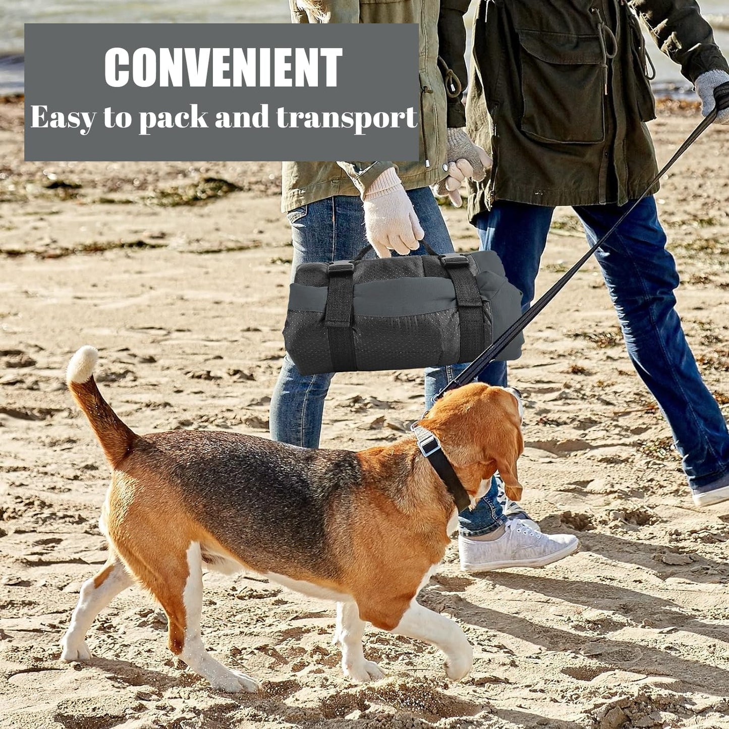 Northogo Foldable Waterproof Dog Bed Mattress, Travel Blanket for Outdoor, Car, Grass - 90 x 60 cm, Grey