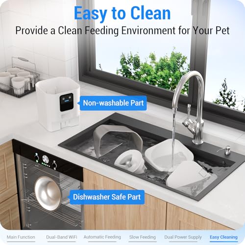Frienhund 7L Automatic Cat Feeder with App Control: Automatic Dog Feeder with Large Pet Food Storage, Auto Cat Food Dispenser with Timer for Multiple Pets,Detachable for Easy Cleaning (2.4G & 5G WiFi)