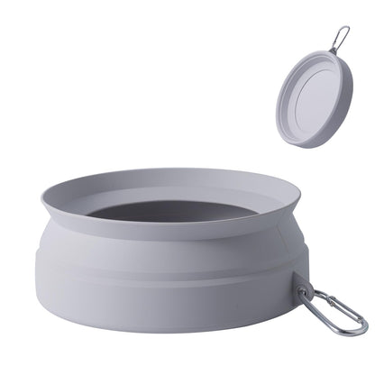 SLSON Non Spill Dog Water Bowl for Car Collapsible Dog Travel Bowl Integrated Molding Portable Pet Drinking Bowl for Road Trip (Cold Grey)