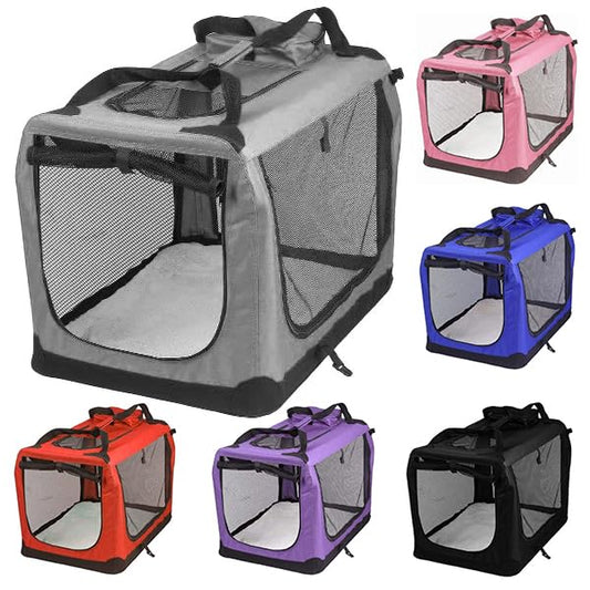Petbarn Portable Soft Fabric Pet Carrier Folding Dog Cat Puppy Travel Transport Bag (Medium, Grey)
