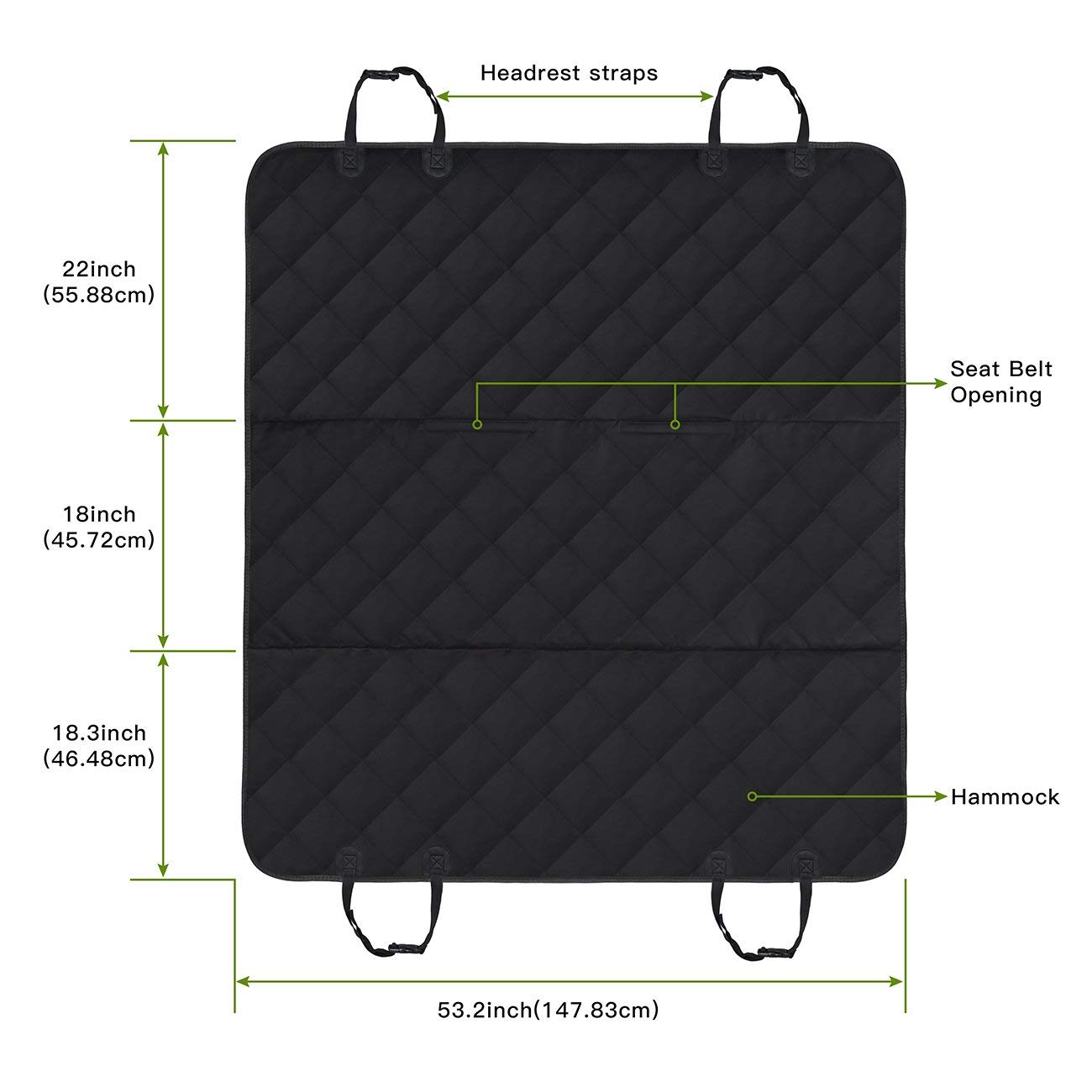 Dog Car Seat Cover, SHINE HAI Waterproof & Scratch Proof & Nonslip Back Seat Cover, Dog Travel Hammock with Seat Anchors, Machine Washable, Durable, Universal fits All Cars, Pet Cover(Black)