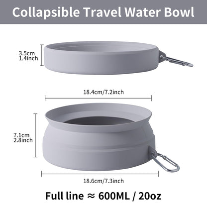 SLSON Non Spill Dog Water Bowl for Car Collapsible Dog Travel Bowl Integrated Molding Portable Pet Drinking Bowl for Road Trip (Cold Grey)