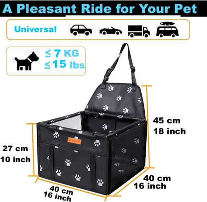GoBuyer Waterproof Pet Dog Car Seat Booster Carrier Box and Basket with Seat Belt Harness Restraint for Puppy Cat Travel (Black, Standard 40x40cm)
