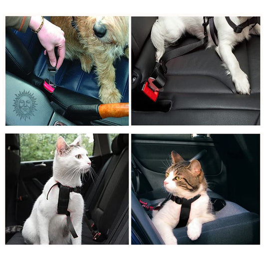 Dog Harness Seat Belt Dog Seat Buckle Clip Car Seat Belt Adjustable Car Harness Restraint Attachment Clip Pet Seat Belt Pet Travel Accessories for Dogs Cats