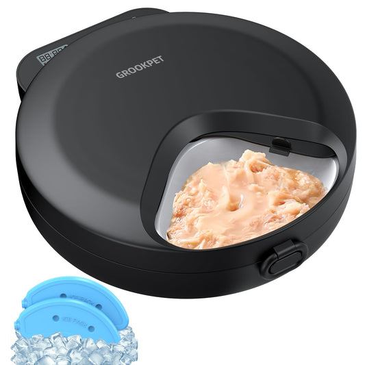 Automatic Cat Feeder Wet Food: Cordless Cat Food Dispenser with Timer - Pet Feeder with Ice Pack for Wet & Dry Food Refrigerated - Auto Wireless Small Dog Feeder Battery Power - Supply 4 Meals per Day