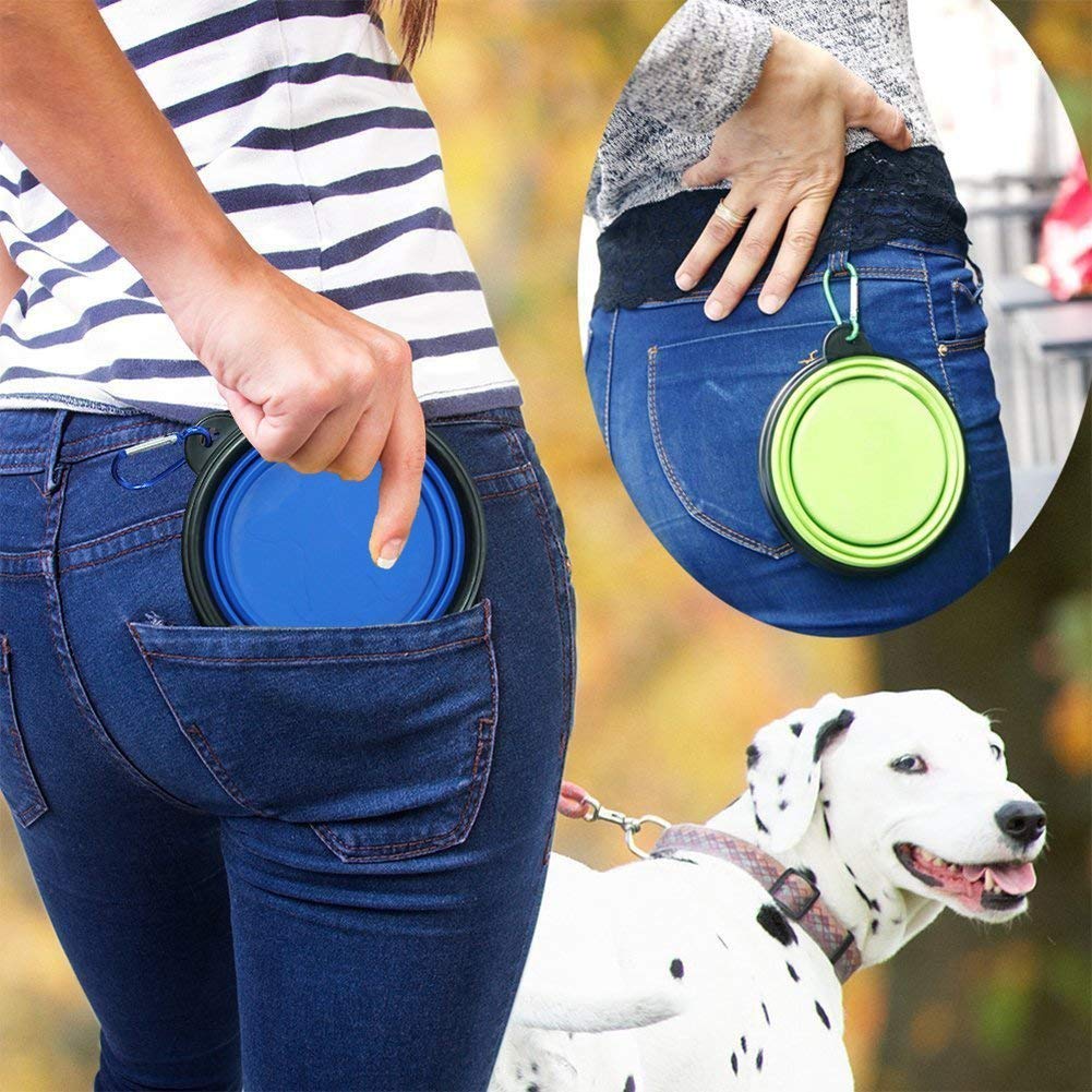 ZUOFENG Collapsible Travel Silicone Dog Cat Bowl Portable Pet Food Water Bowl, Feeding trough Portable Drinking Water Drinker with Water Hook, Easy to Carry, Save Space.（1 pcs）