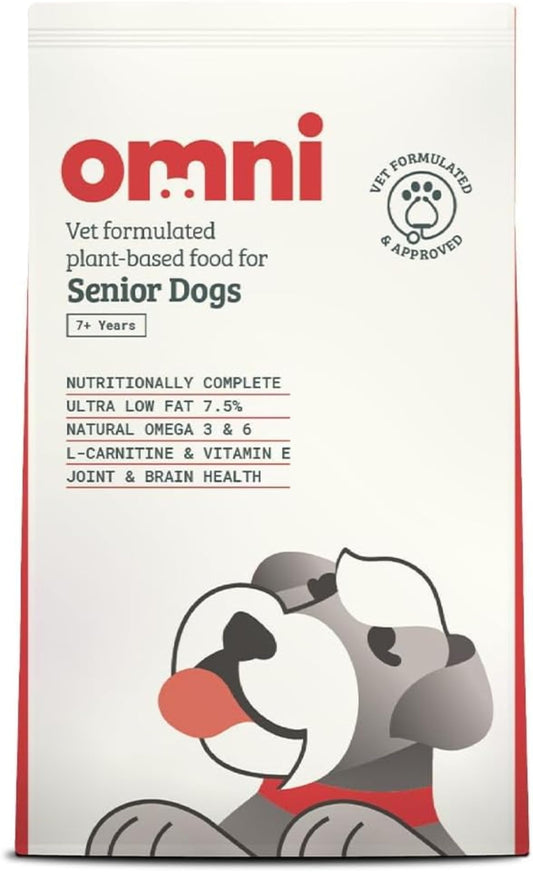 OMNI Vet Formulated Senior Dry Dog Food 2kg | Protein Rich Natural Ingredients Biscuits | Plant Powered Kibble Backed by Vets | Supported By Science, Planet Friendly and Made in UK