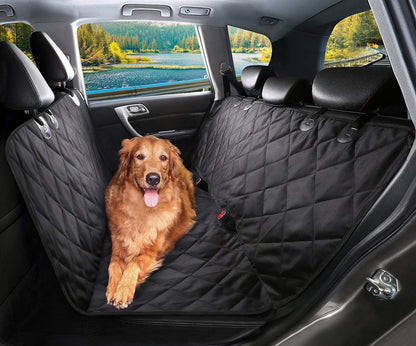 Dog Car Seat Cover, SHINE HAI Waterproof & Scratch Proof & Nonslip Back Seat Cover, Dog Travel Hammock with Seat Anchors, Machine Washable, Durable, Universal fits All Cars, Pet Cover(Black)