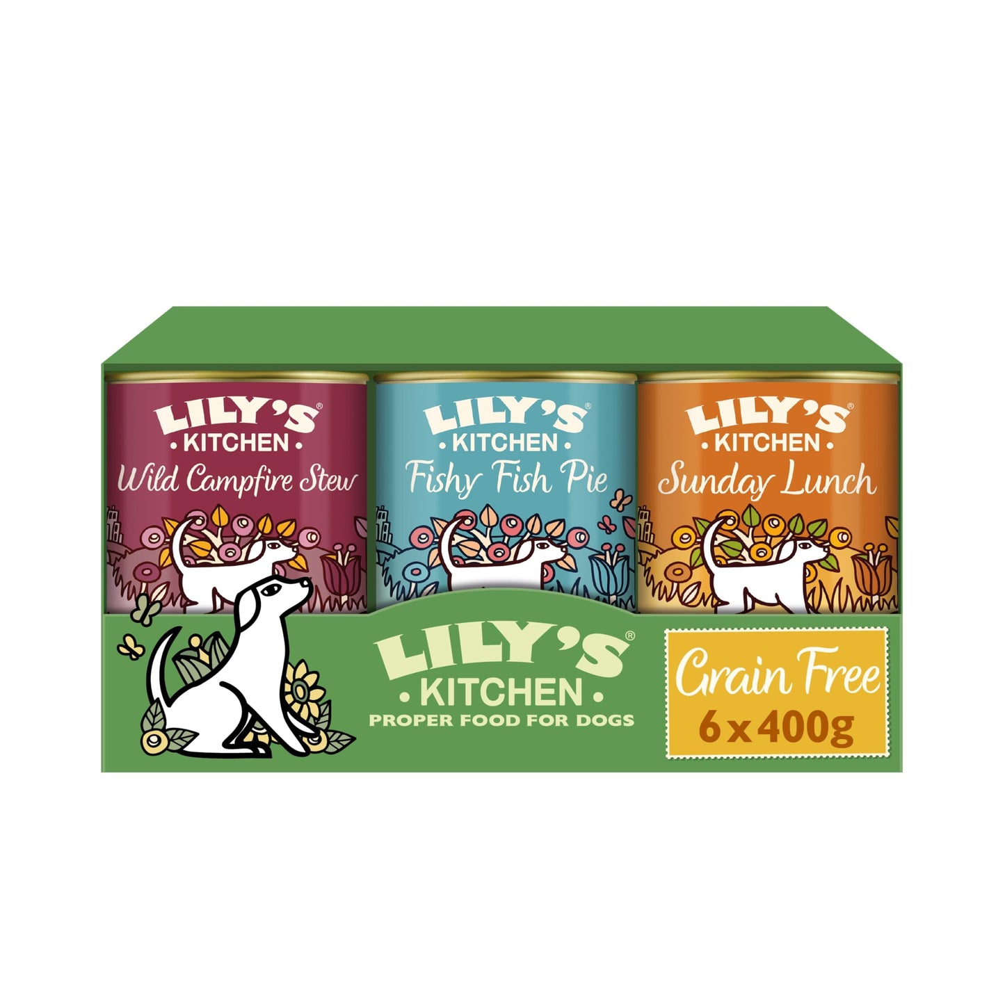 Lily's Kitchen Natural Adult Wet Dog Food Tins Grain-Free Recipe Variety Pack 6 x 400g