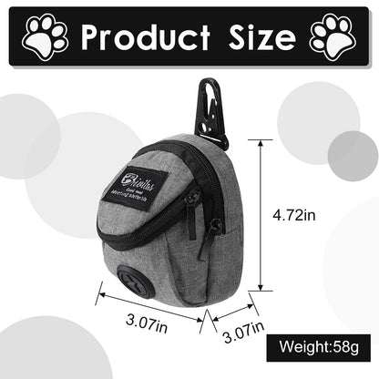 FuninCrea Dog Treat Pouch Bag, Dog Treat Bag with Built-in Poop Bag Dispenser Dog Training Treat Pouch for Walking Oxford Cloth Dog Training Bag for Travel Outdoor Training (Grey)
