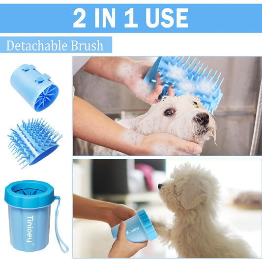Tinioey Dog Paw Cleaner for Dogs, Dog Paw Washer, Pet Paw Cleaner Muddy Paws Cleaner, Dog Foot Cleaner (with 3 Absorbent Towels), Dog Walking Accessories Dog Gifts