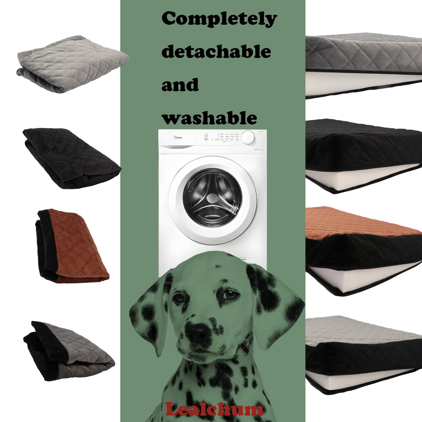 Lealchum Dog Car Seat for Large Size Dog,Soft Fabric Vehicle Dog Bed Filling Memory Foam,Car Seat for Dogs with 2 Clip-On Dogs Leashs,Removable and Washable Comfy Pet Car Seat(Black/Brown, Large)