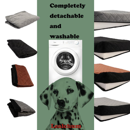 Lealchum Dog Car Seat for Large Size Dog,Soft Fabric Vehicle Dog Bed Filling Memory Foam,Car Seat for Dogs with 2 Clip-On Dogs Leashs,Removable and Washable Comfy Pet Car Seat(Black/Brown, Large)