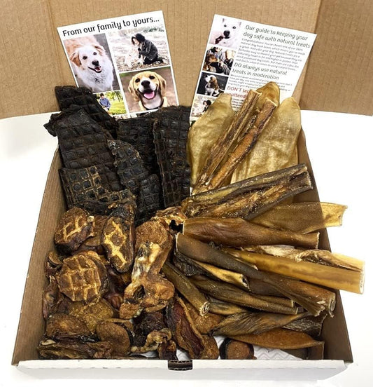 100% Natural Dog Treat Box: The BEEFY BOX (900g of beef dog treats including cows' ear, pizzles and liver) LSP