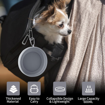 SLSON Non Spill Dog Water Bowl for Car Collapsible Dog Travel Bowl Integrated Molding Portable Pet Drinking Bowl for Road Trip (Cold Grey)