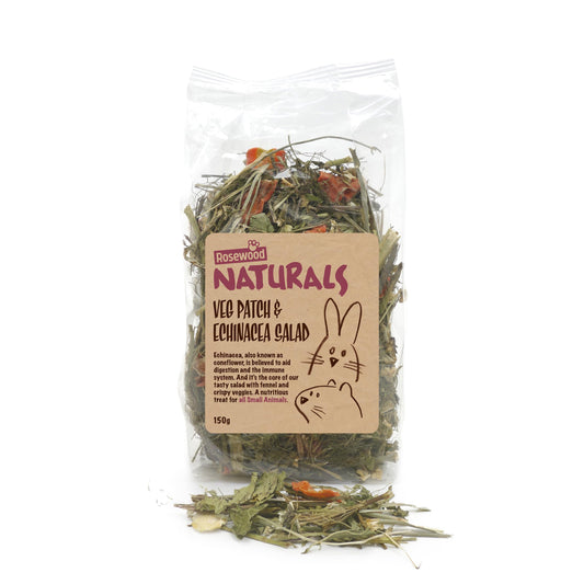 Rosewood Naturals Veg Patch & Echinacea Salad Small Animal Treat, Forage for Rabbits, Guinea Pigs, Chinchillas, Degus, Hamsters, Gerbils, Mice, Rats - 150g