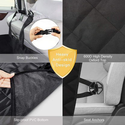 Dog Car Seat Cover, SHINE HAI Waterproof & Scratch Proof & Nonslip Back Seat Cover, Dog Travel Hammock with Seat Anchors, Machine Washable, Durable, Universal fits All Cars, Pet Cover(Black)