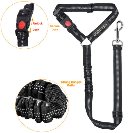 GoBuyer Dog Car Headrest Seat Belt 2 Pack for Pet Dogs Safety Harness Travel Accessories in UK, with Adjustable Heavy Duty Nylon and Anti Shock Elastic Bungee Buffer