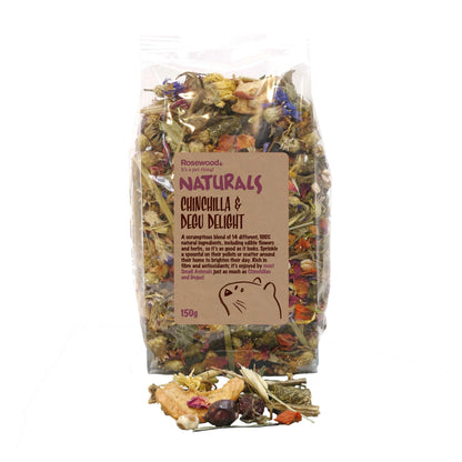 Rosewood Naturals Chinchilla & Degu Delight, Small Animal Treat for Rabbits, Guinea Pigs, Chinchillas, Degus, Hamsters, Gerbils, Mice and Rats, 150g