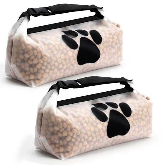 Belle Vous Pet Food Storage Bags (2 Pack) - Travel Bags for Kibble/Treats - Camping & Dog Boarding Containers - Keeps Food Fresh